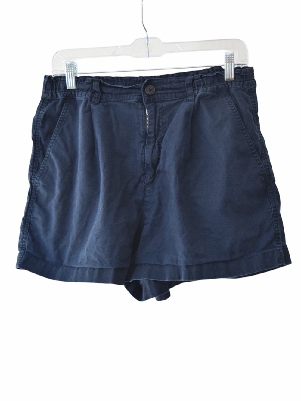 Uniqlo Women's Medium Navy Elastic Waist Casual Linen Cotton Shorts